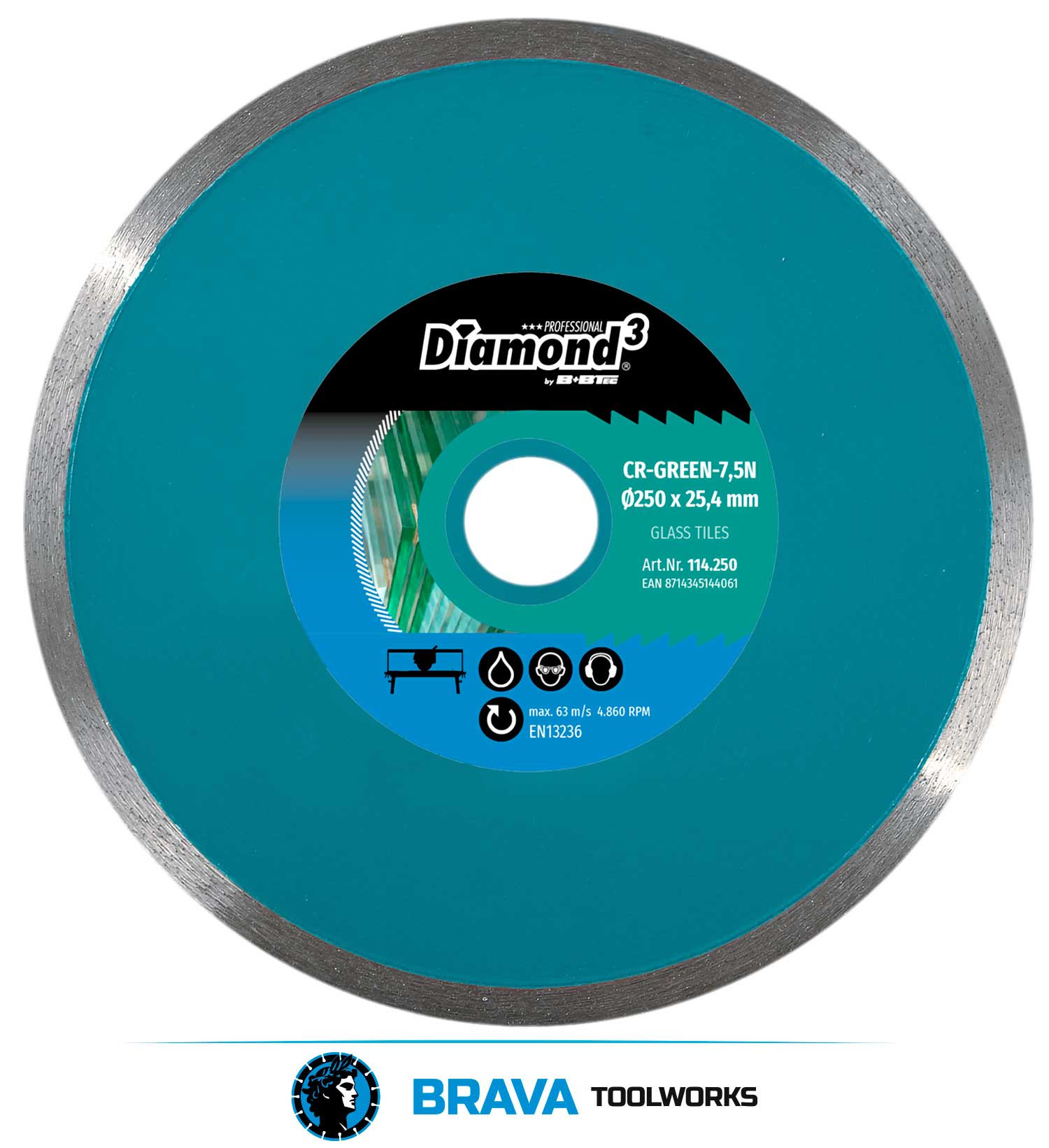 BRAVA Toolworks CR-Green-7.5N Ø250mm Wet Blade from B+BTec
