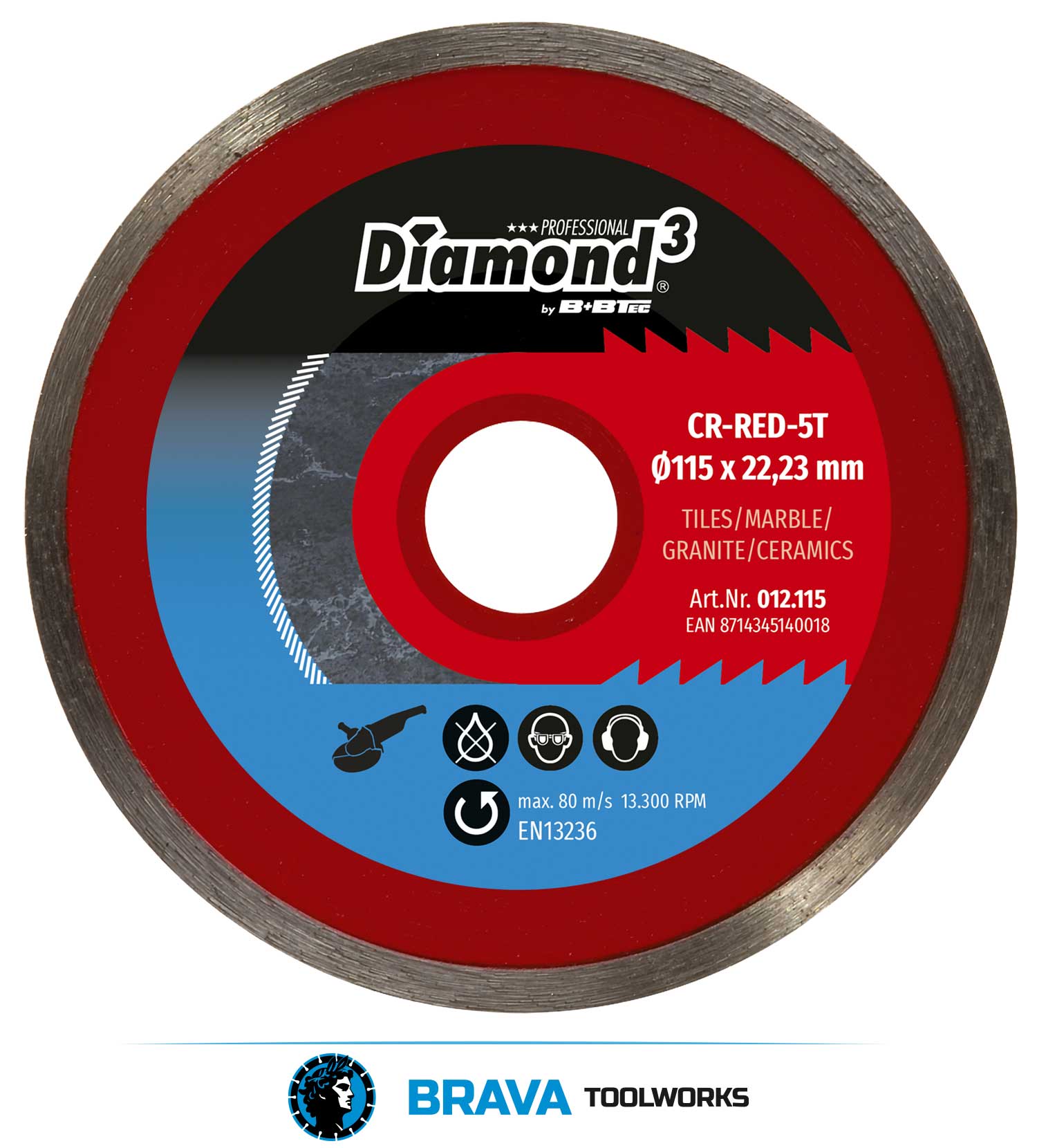 BRAVA Toolworks CR-Red-5T Ø115mm Dry Blade from B+BTec