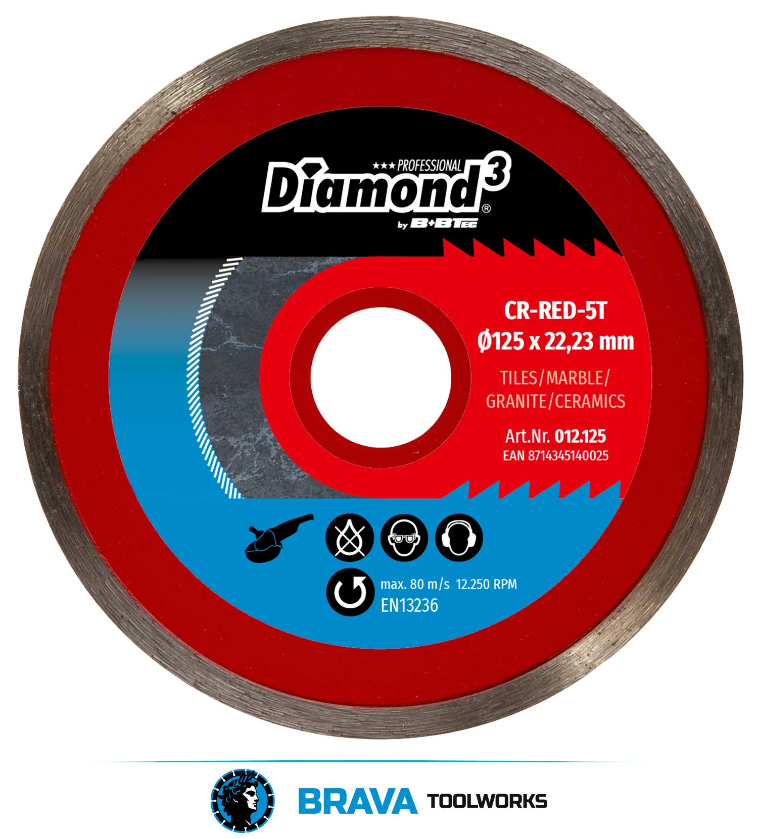 BRAVA Toolworks CR-Red-5T Ø125mm Dry Blade from B+BTec