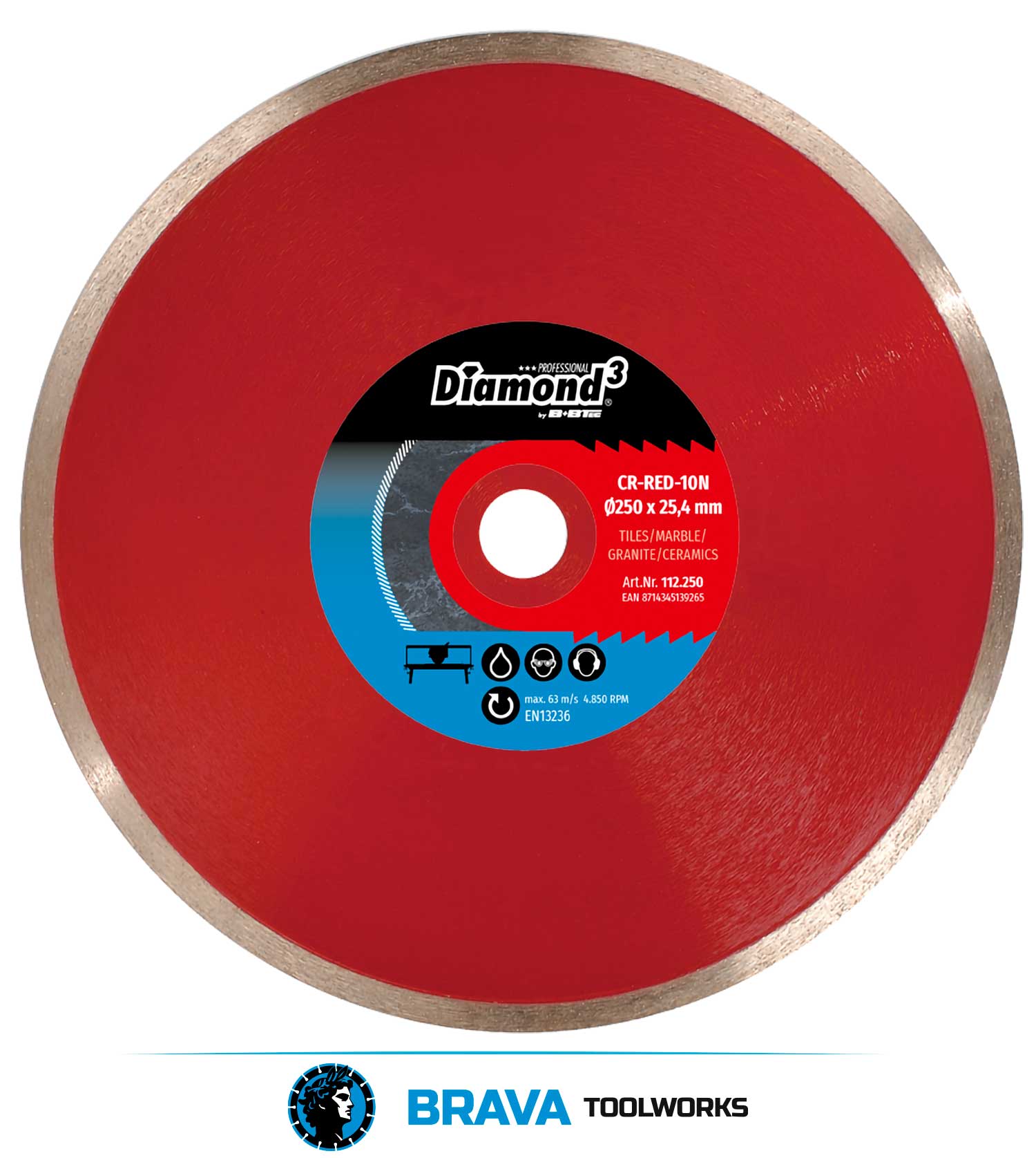 BRAVA Toolworks CR-Red-10N Ø250mm Wet Blade from B+BTec