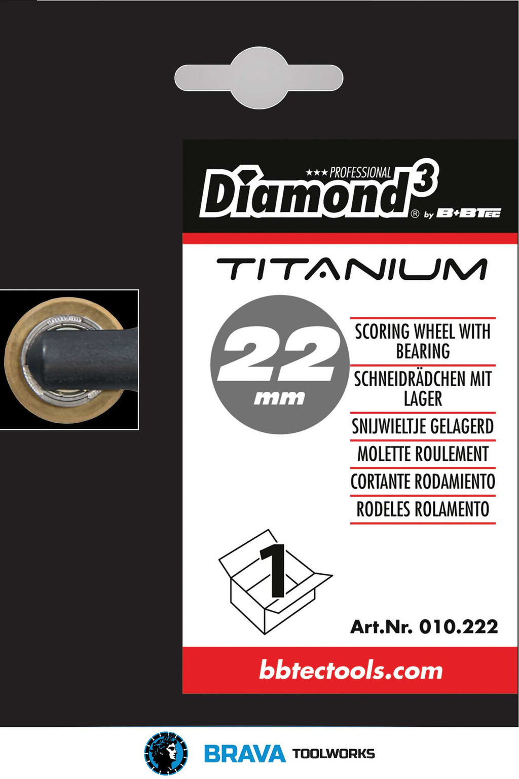 BRAVA Toolworks Titanium Scoring Wheel Ø22mm from B+BTec